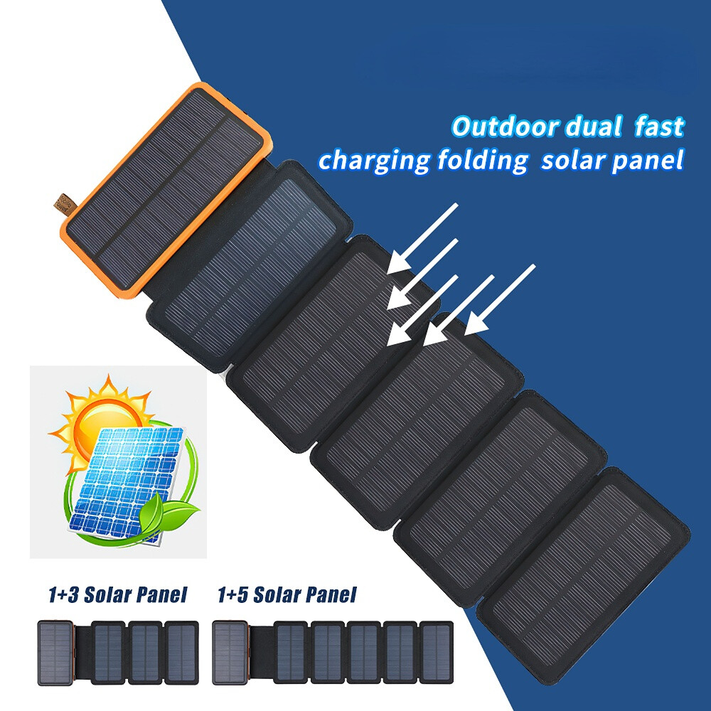 Solar Power Bank 46800mAh 6 Panel Portable Charger External Battery & Flashlight