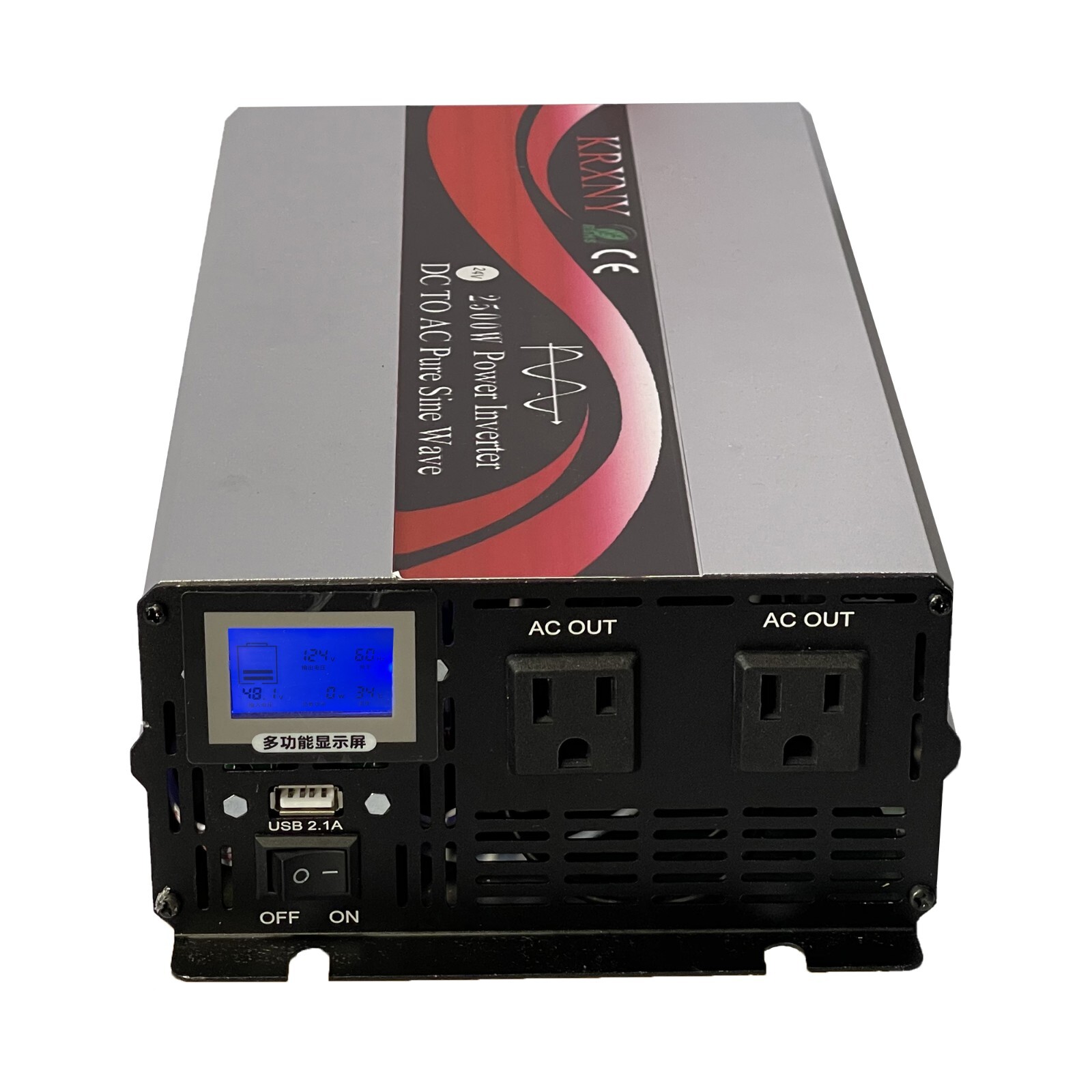 2500W Power Inverter 12V/24V/48V DC to 110V 120V AC 60HZ Pure Sine Wave From US