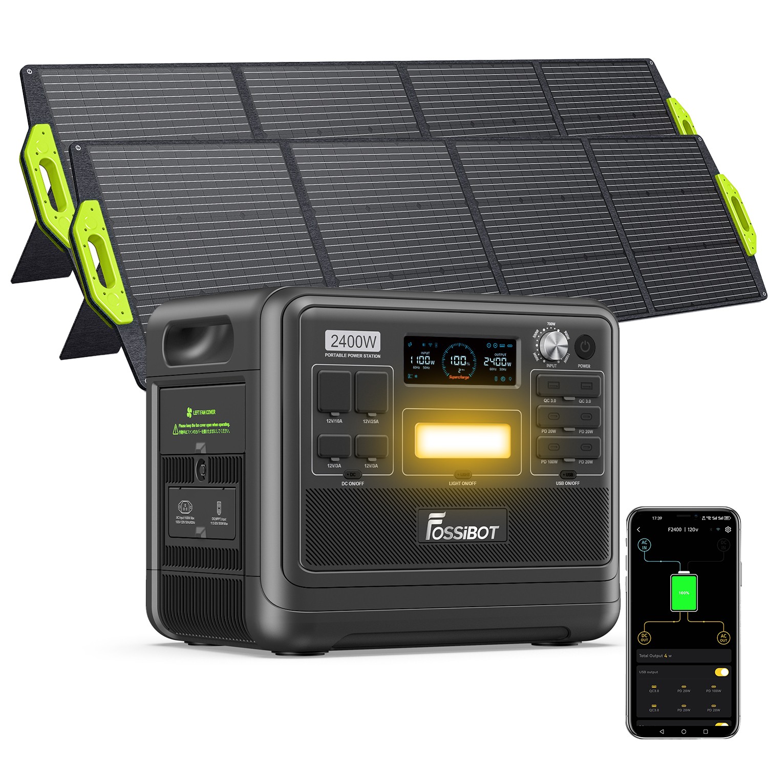 FOSSiBOT 2048Wh Portable Power Station Solar Generators + 200W/400W Solar Panel