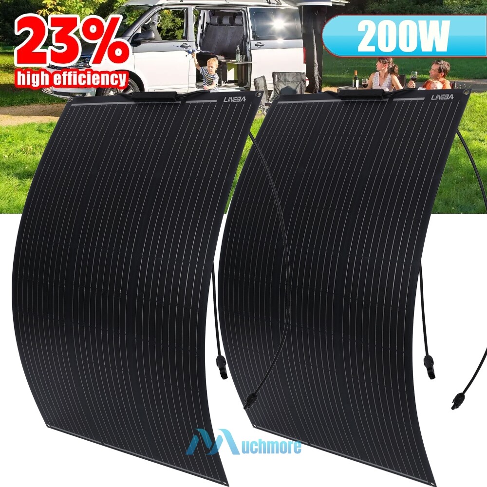 100W 200W Watt Monocrystalline Solar Panel 18V Flexible FR RV Boat Home Off Grid
