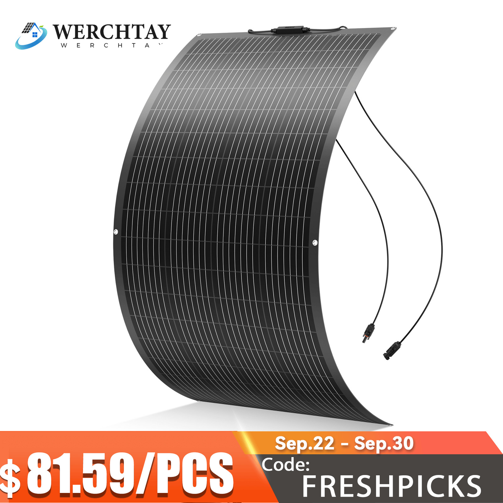 200W 12V Flexible Solar Panel Mono Portable Power Camping Home RV Battery Charge