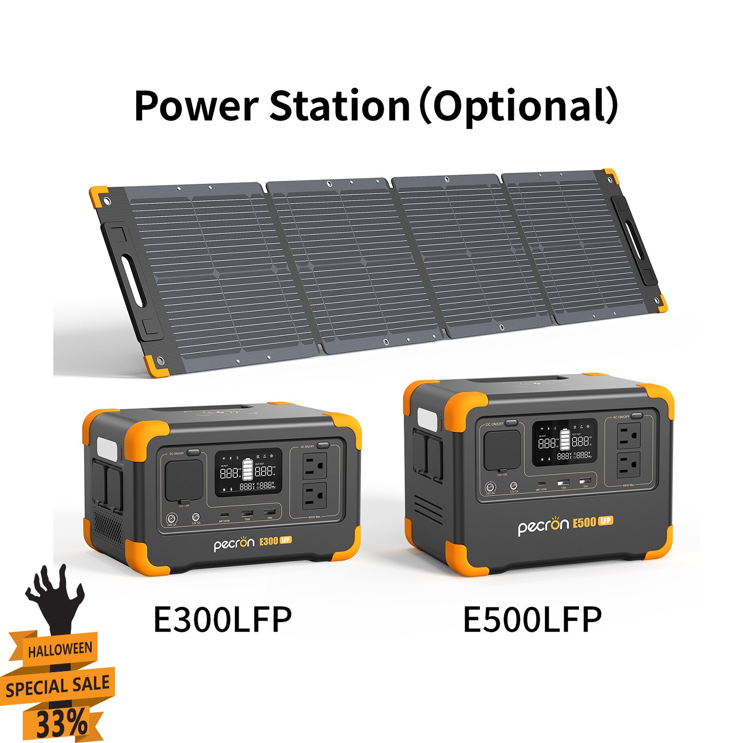 Pecron E300LFP E500LFP Optional Power Station Solar Generator +100W Solar Panel