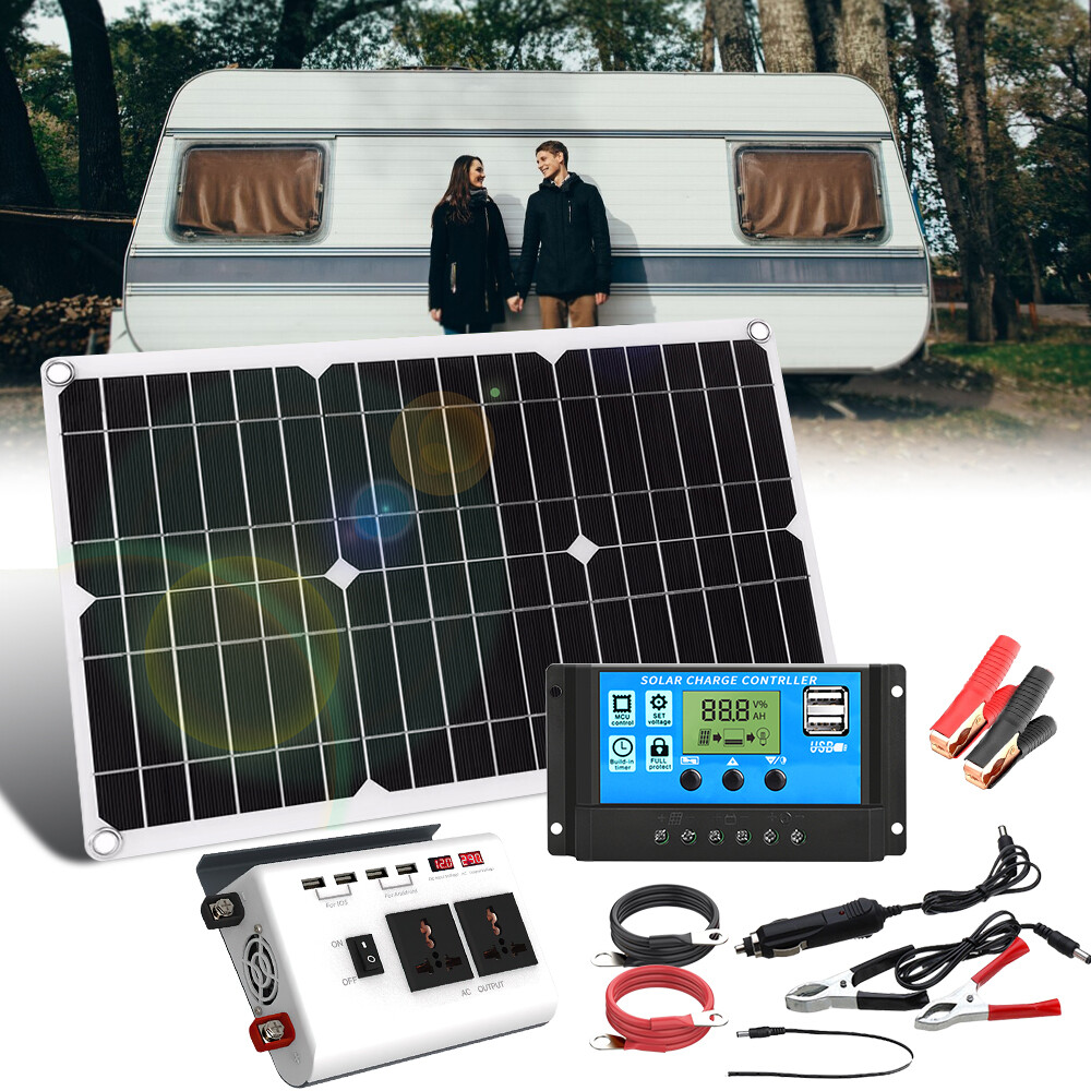 Complete Solar Panel Kit With 600W Inverter Generator Off Grid System Home RV