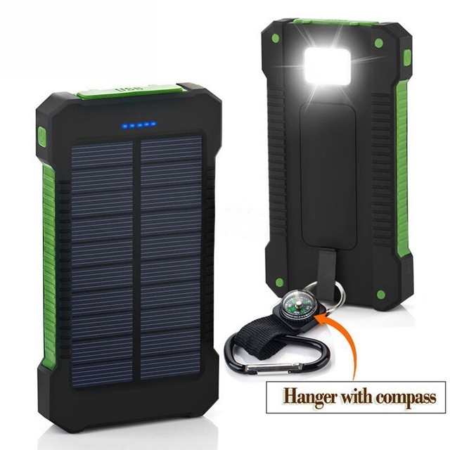 20000mAhh USB Portable Charger Solar Power Bank for Cell Phone Outdoor Compass N