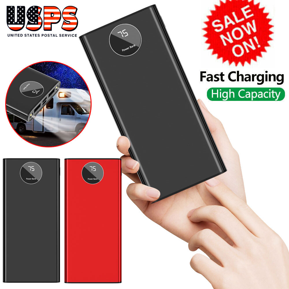 Portable Power Bank LCD LED 2 USB Battery External Charger For Cell Phone Backup