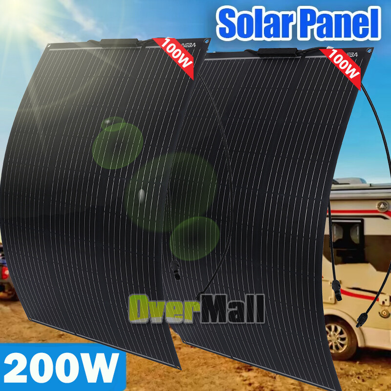 200W Watt 12V Monocrystalline Solar Panel PV Charger RV Camping Home Off-Grid