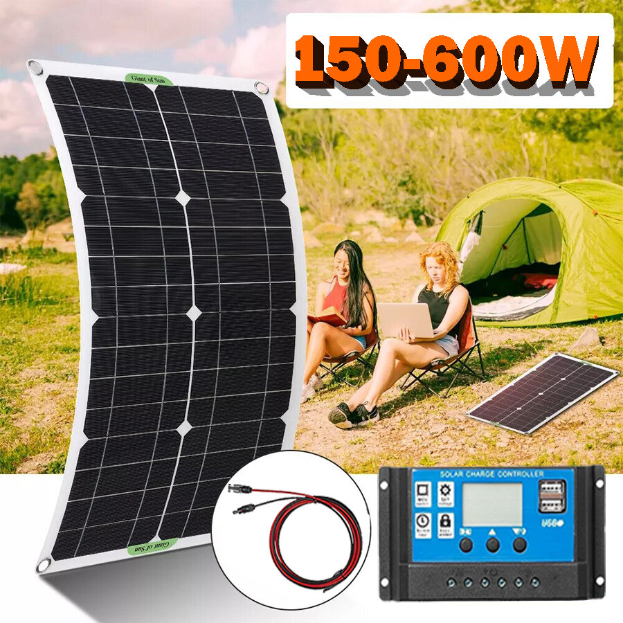 150-600W Flexible Solar Panel Kit Waterproof IP67 for Outdoor Camping RV Boat