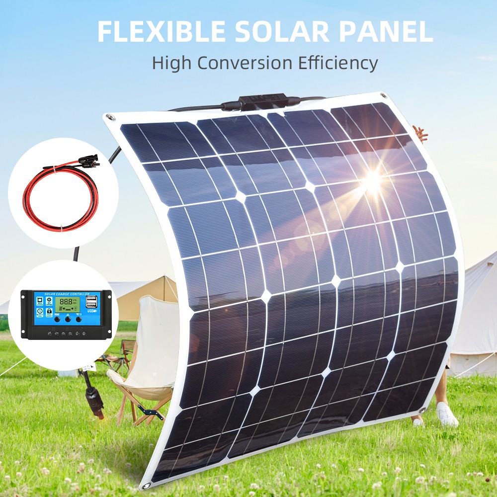 100W Watt Flexible Mono Solar Panel w/ Controller 12V Car Home Rooftop Camping
