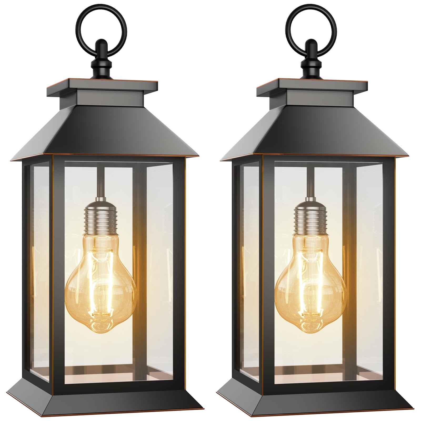 2 Pack Hanging Solar Lanterns Glass Solar Lights Outdoor Waterproof Upgraded …