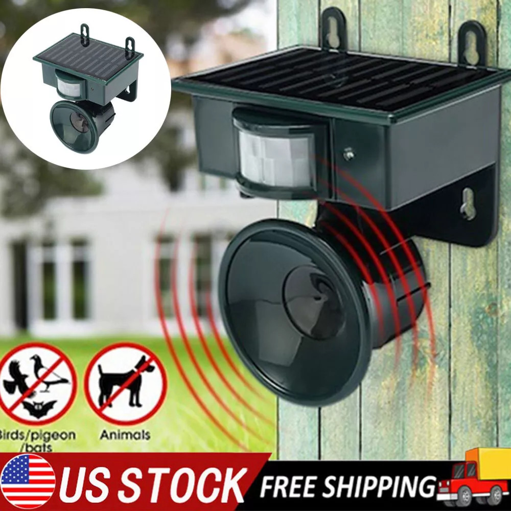 Solar Ultrasonic PIR Motion Repeller Animal Pest Controller Scarer Deterrent US