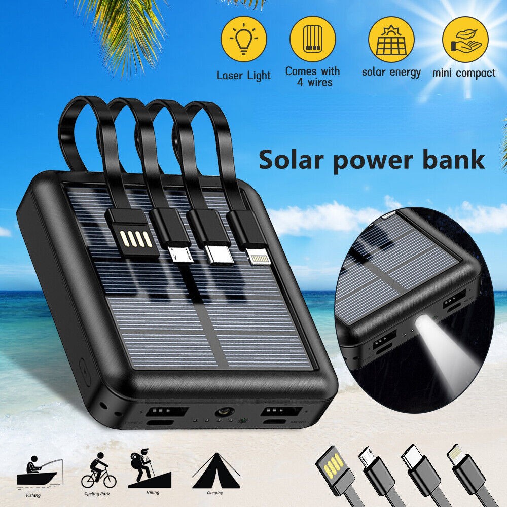 Super Mini Solar Power Bank 4 USB Ports Charger for Phone Battery Pack Portable