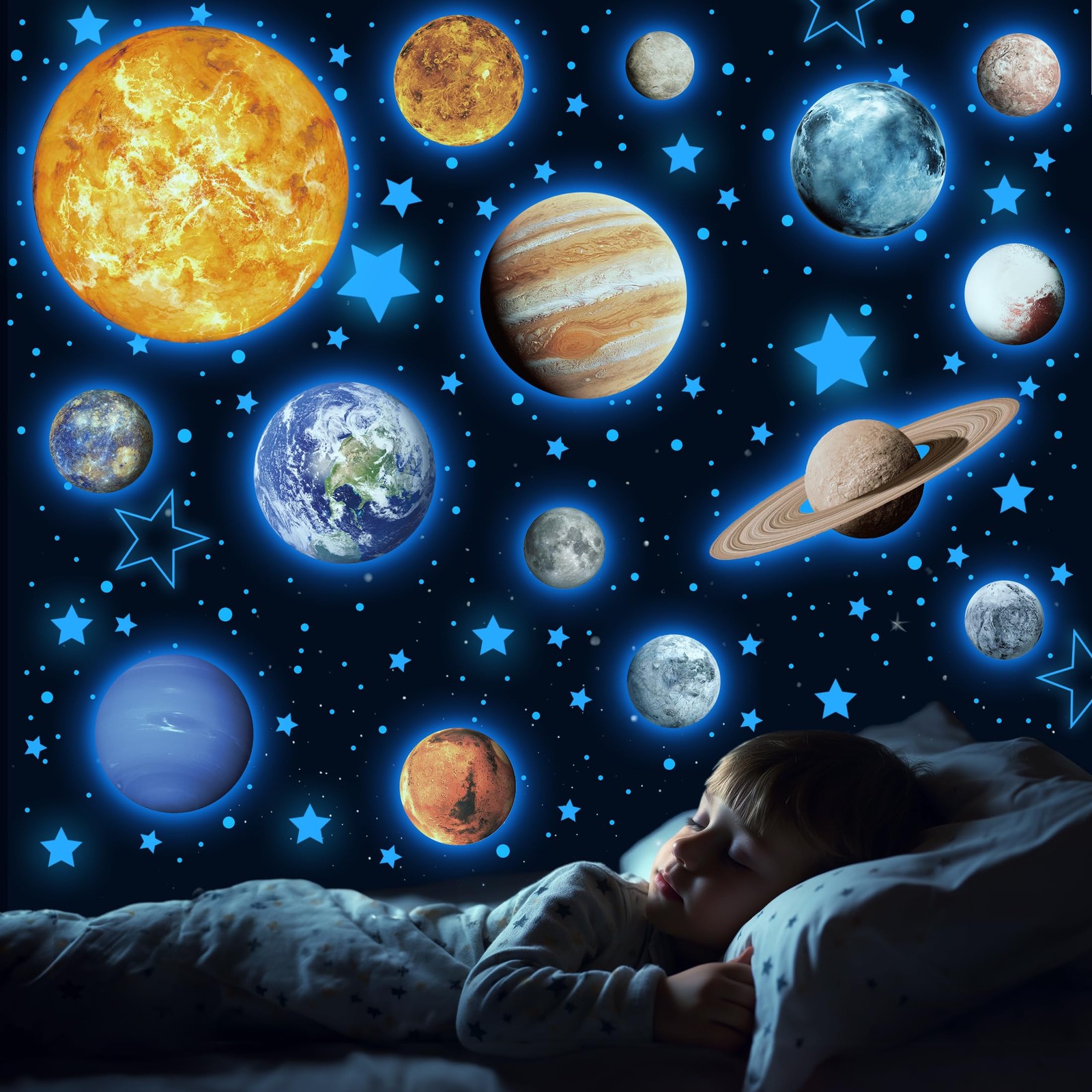 Solar System Wall Decals Glow in The Dark Stars 780 PCS, Glowing Planets Stic…