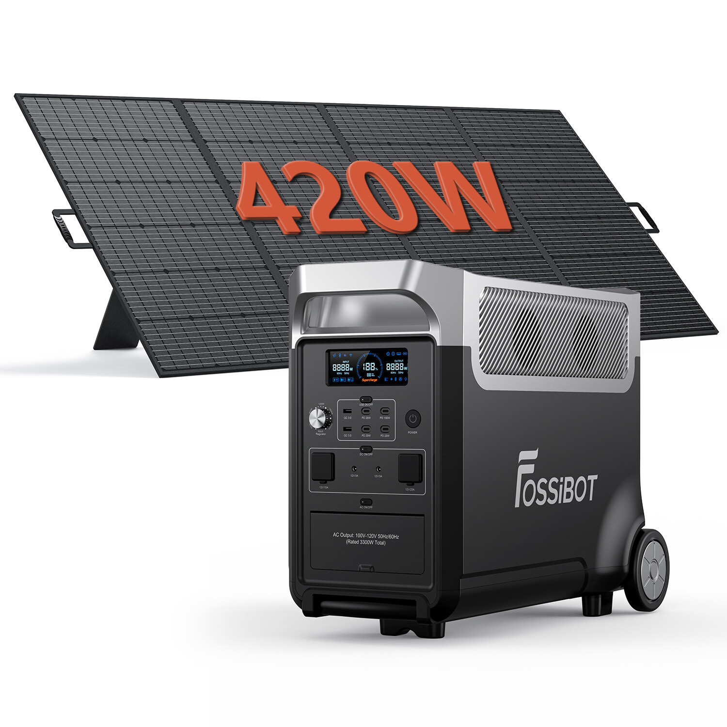 FOSSiBOT F3600 PRO 3600W 3840Wh Power Station + 420W Solar Panel Solar Generator