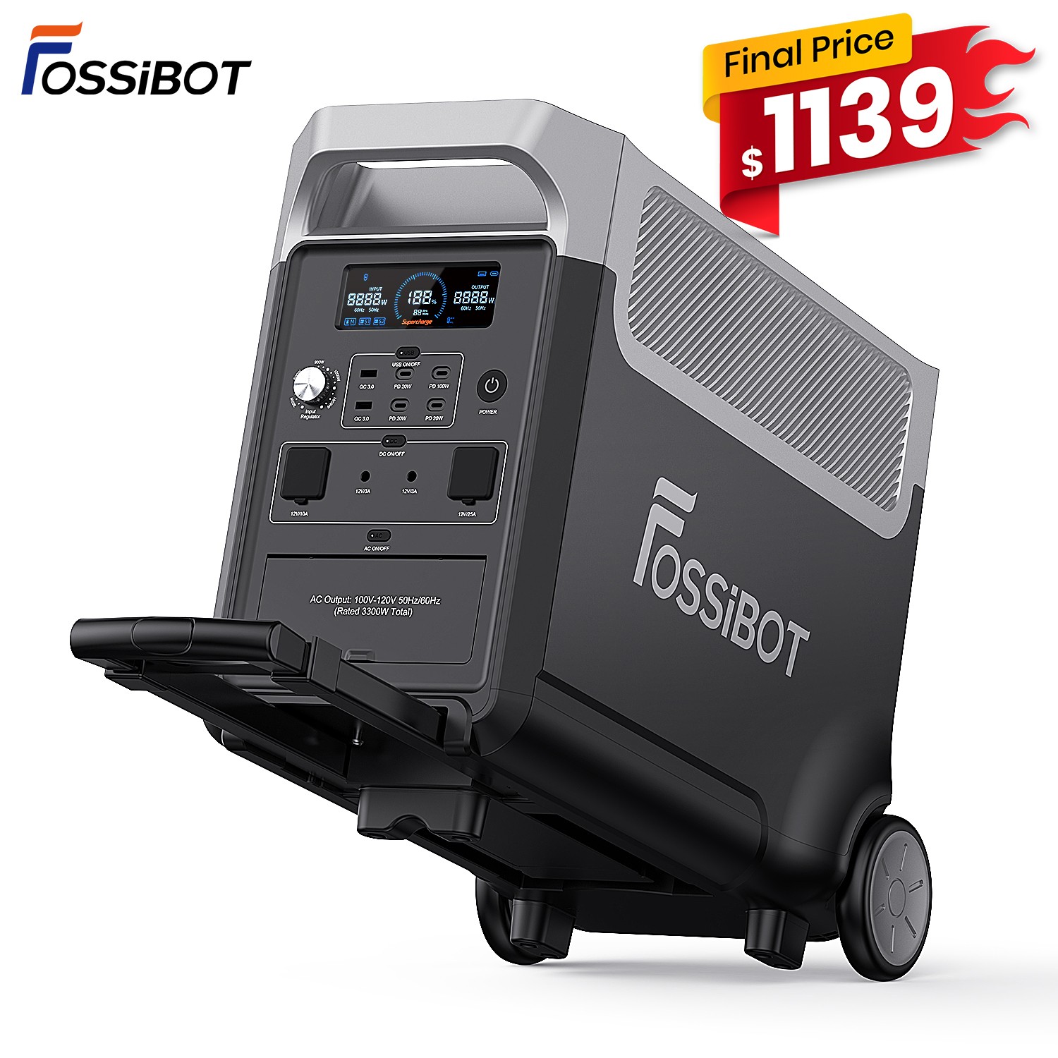 FOSSiBOT F3600 PRO Portable Power Station 3840Wh LFP Solar Generator for Camping
