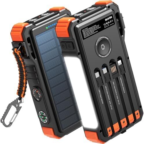 BLAVOR Solar Charger 20000mAh Built-in Cables, 20W Fast Charging Portable Power