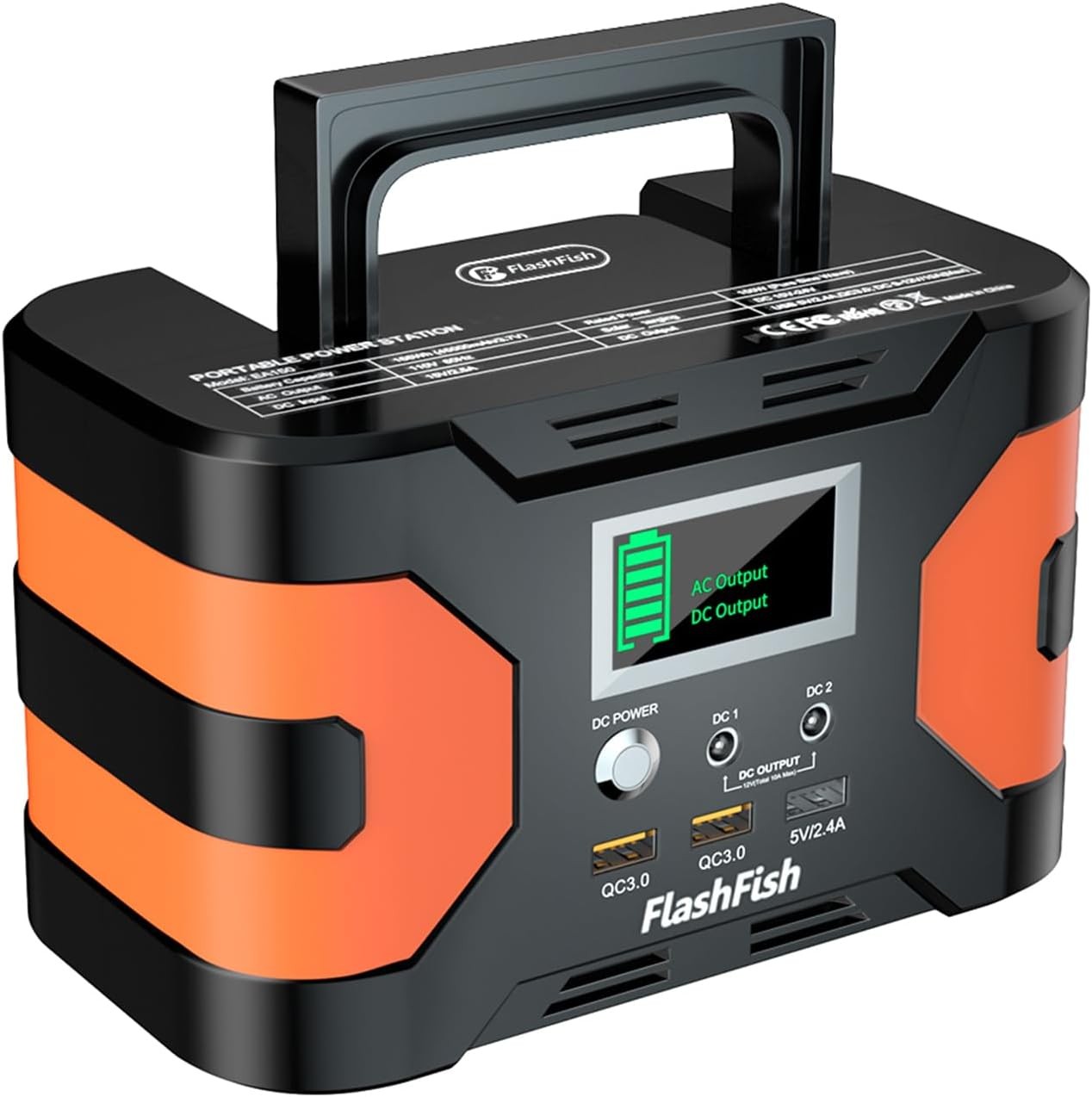 Flashfish 150W Portable Power Station 166Wh, 300W Peak Solar Generator with 2 Ac