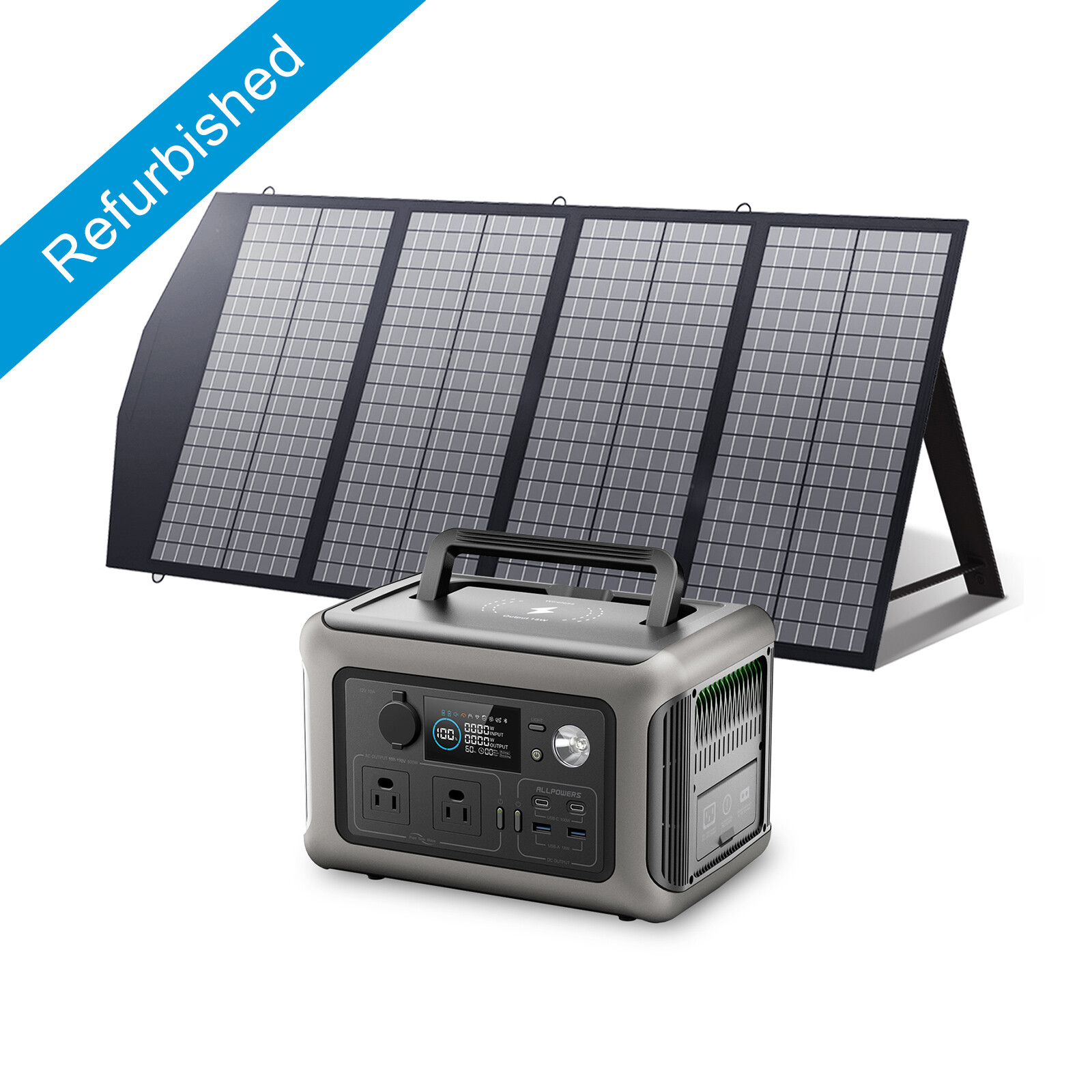 ALLPOWERS 600W Portable Power Station Generator Battery 140W Solar Panel Kits