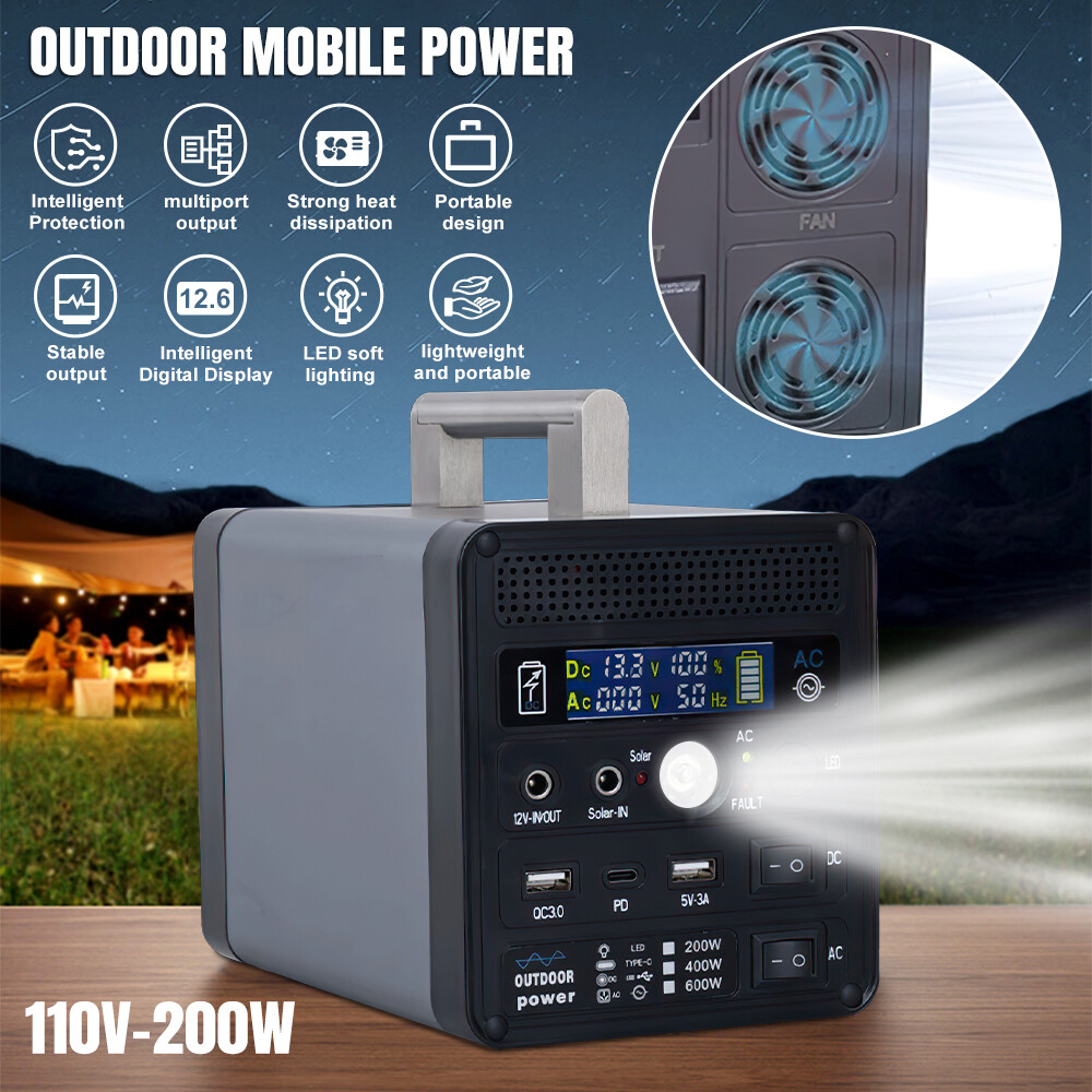300Wh 400W Portable Power Station & Solar Generator LiFePO4 Battery Mobile Power