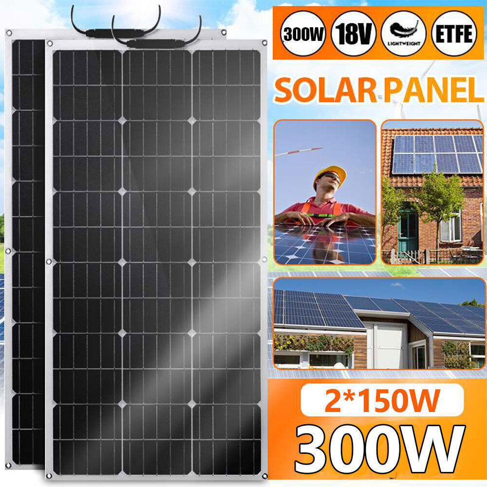300W Mono Solar Panel Kit 12V/24V Off-Grid Power Home RV Camping Trailer Boat