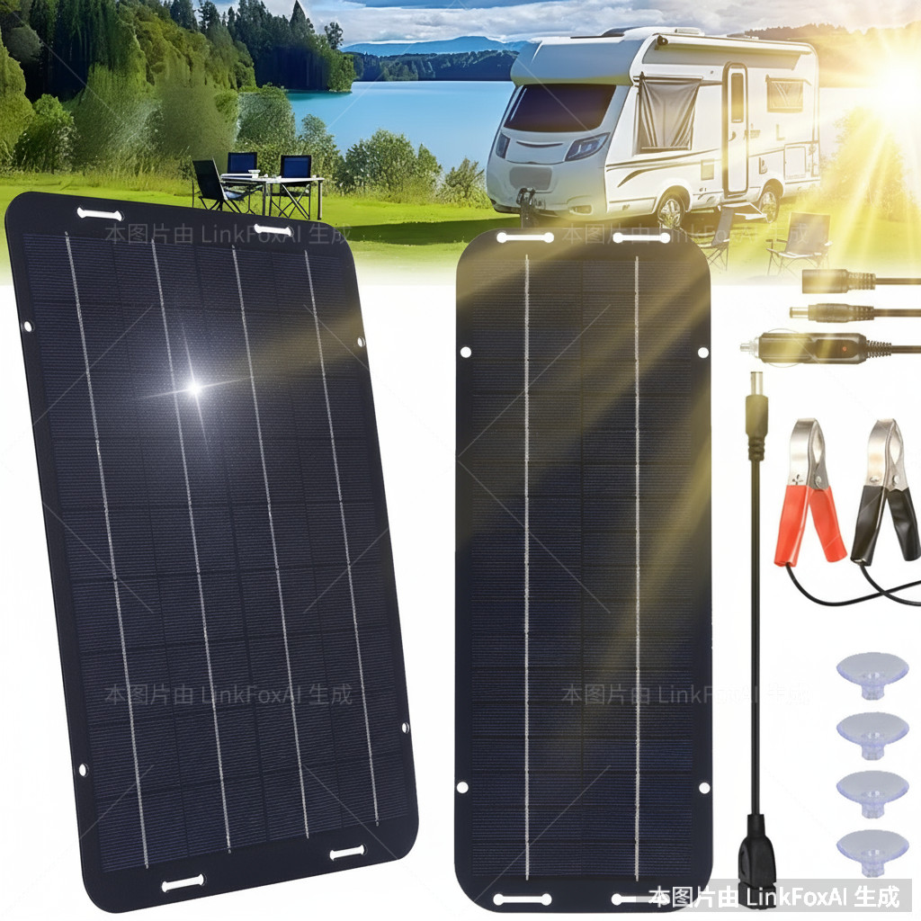 60W Solar Panel 18V Trickle Charger Battery Charger Kit Maintainer Boat Car RV
