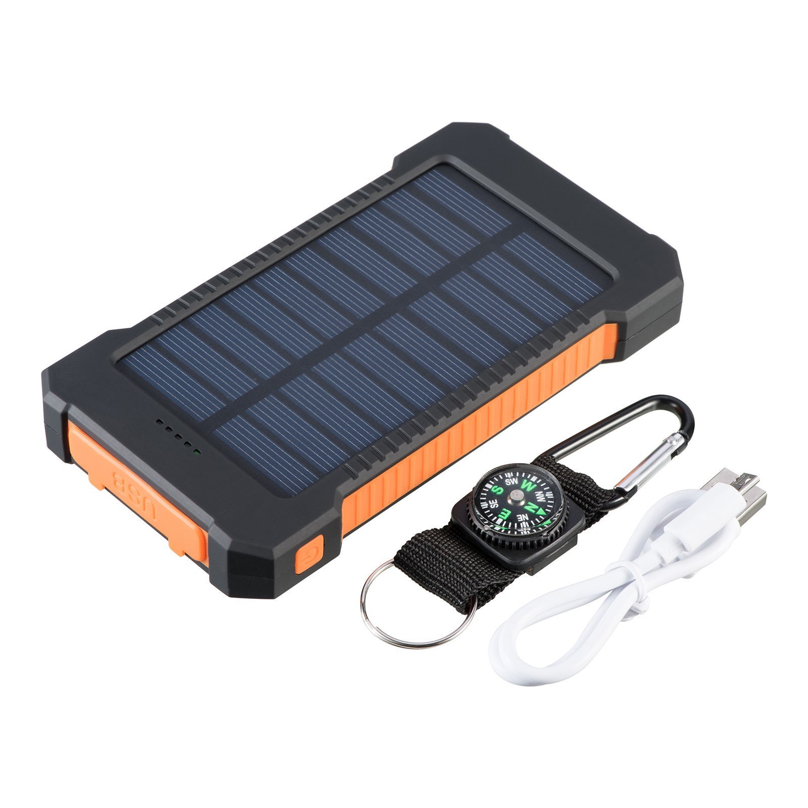 30000mAh Power Bank Portable Solar Battery Charger for Camping 2 USB Flashlight