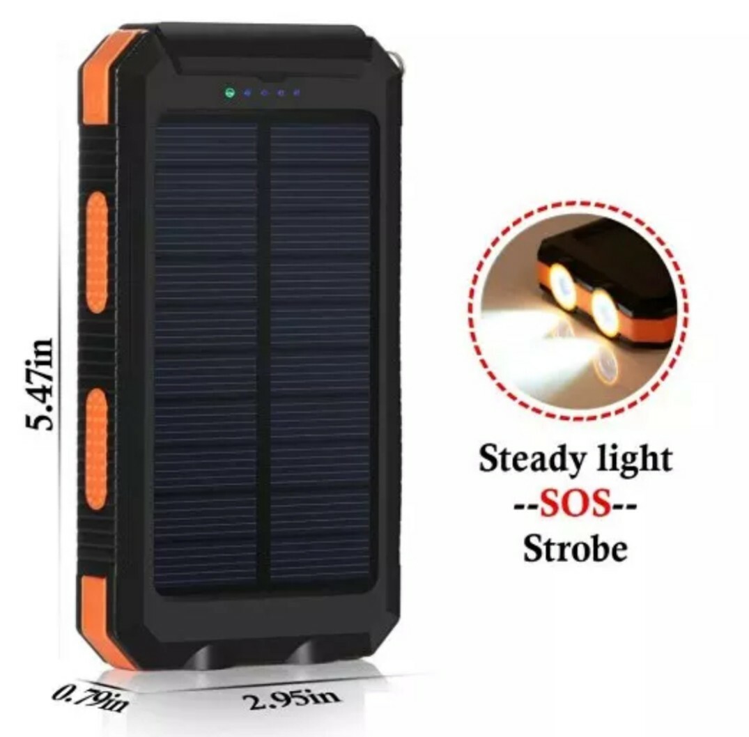 Waterproof 2USB Solar Power Bank 100000mAh Portable External Battery Charger USA