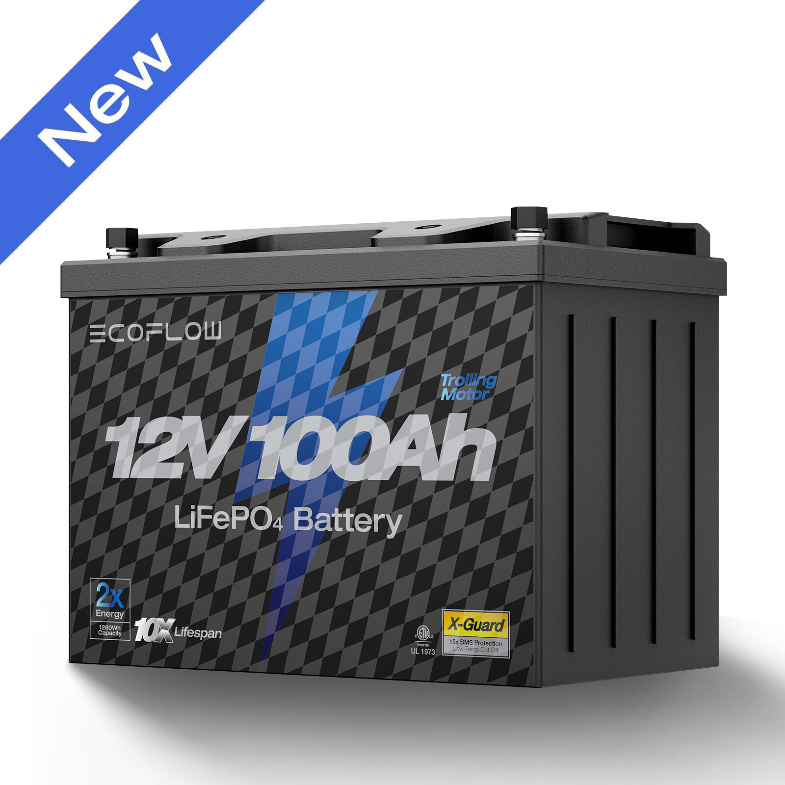 EcoFlow 12V 100Ah LiFePO4 Deep Cycle Lithium Battery BMS For Trolling Motor