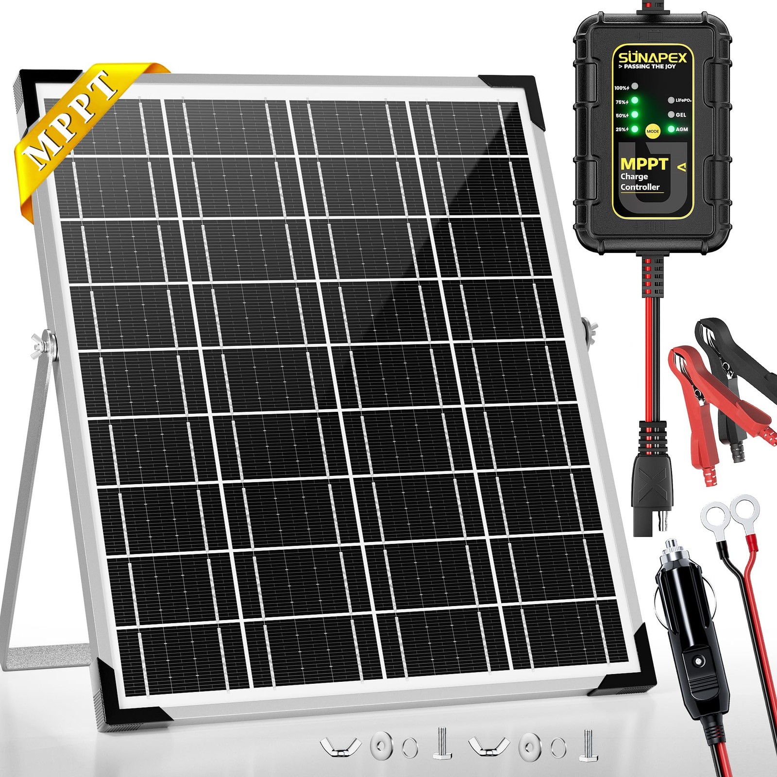 12V Solar Battery Charger 25W Waterproof Kit with MPPT Controller for Car RV