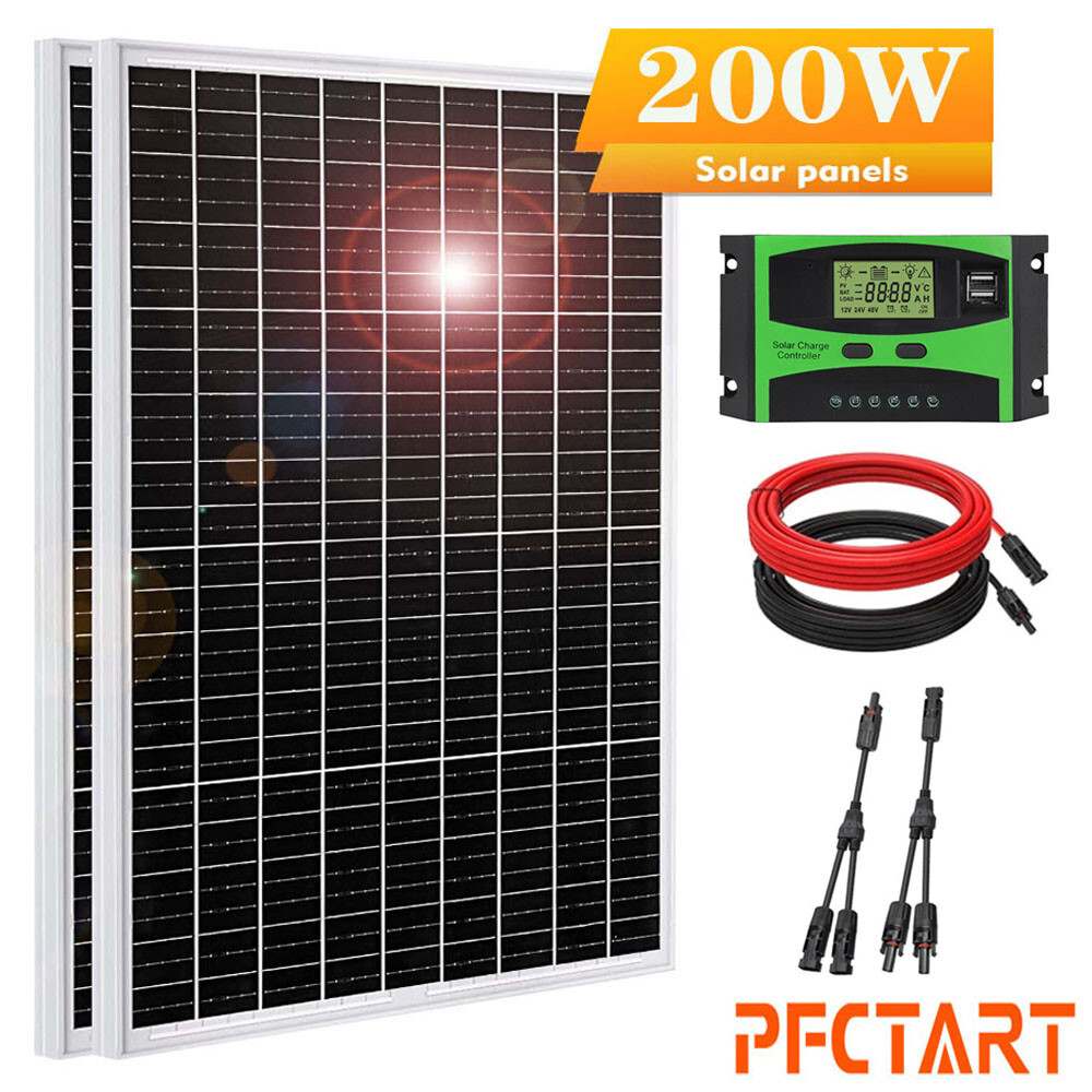 200W Solar Panel Kit Monocrystalline 12V Solar Panels Camp RV Caravan Boat Car