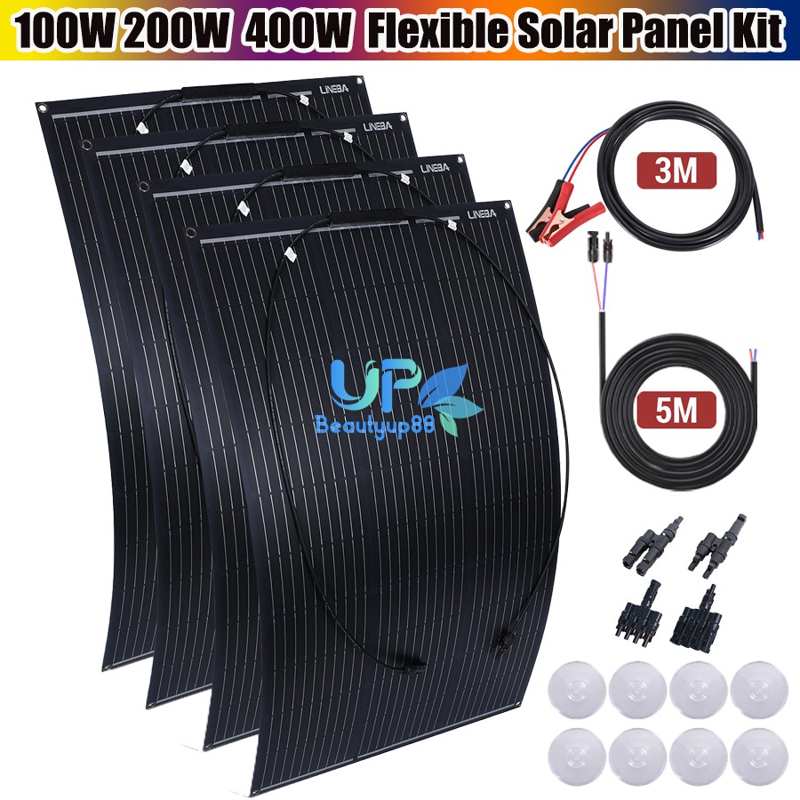 100W 200W 400W Watt 18V Mono Solar Panel Kit Solar Charger RV Home Off-Grid Boat