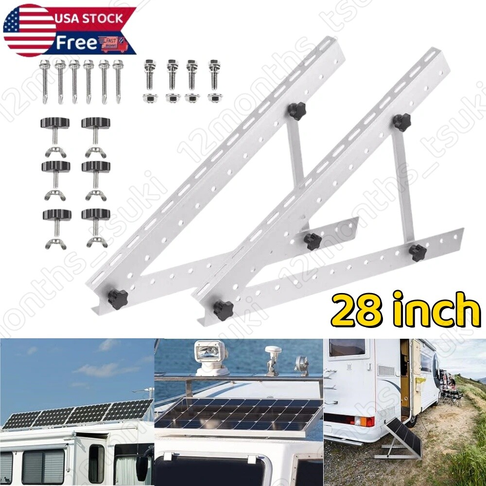Solar Panel RV Tilt Mount Brackets Kit System Roof Flat Surface Adjustable Frame