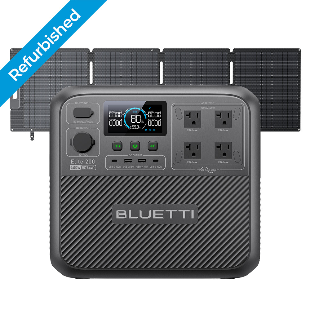 BLUETTI Elite200V2 2600W 2073Wh Power Station+200W Solar Panel Combo for Outdoor