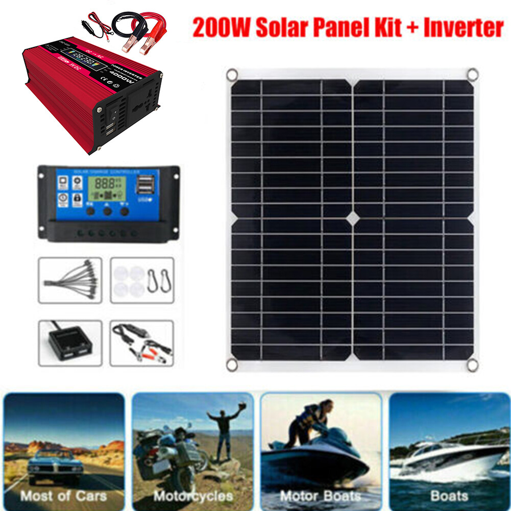 4000W Inverter Solar Panel Kit Solar Power Generator 100A Home 110V Grid System