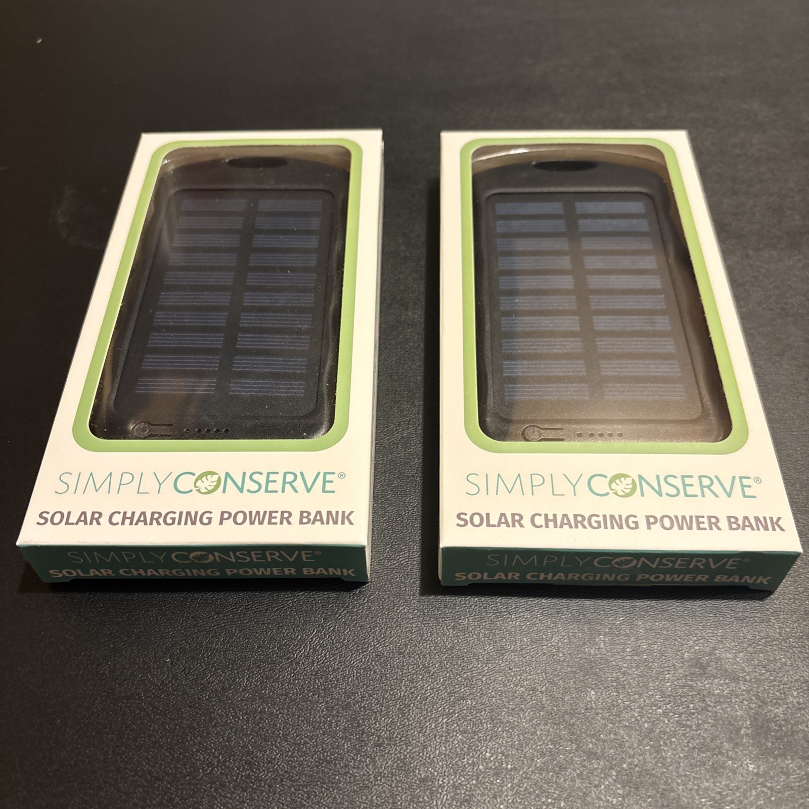 Pack Of Two SIMPLY CONSERVE 4,000 mAh Power Bank With Back Up Solar Charging