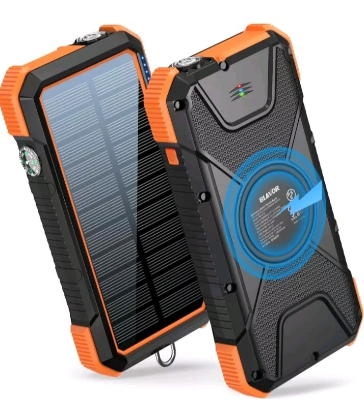 BLAVOR Solar Power Bank, PD18W QC3.0 Fast Charging 10W Wireless Charger 20000mAh