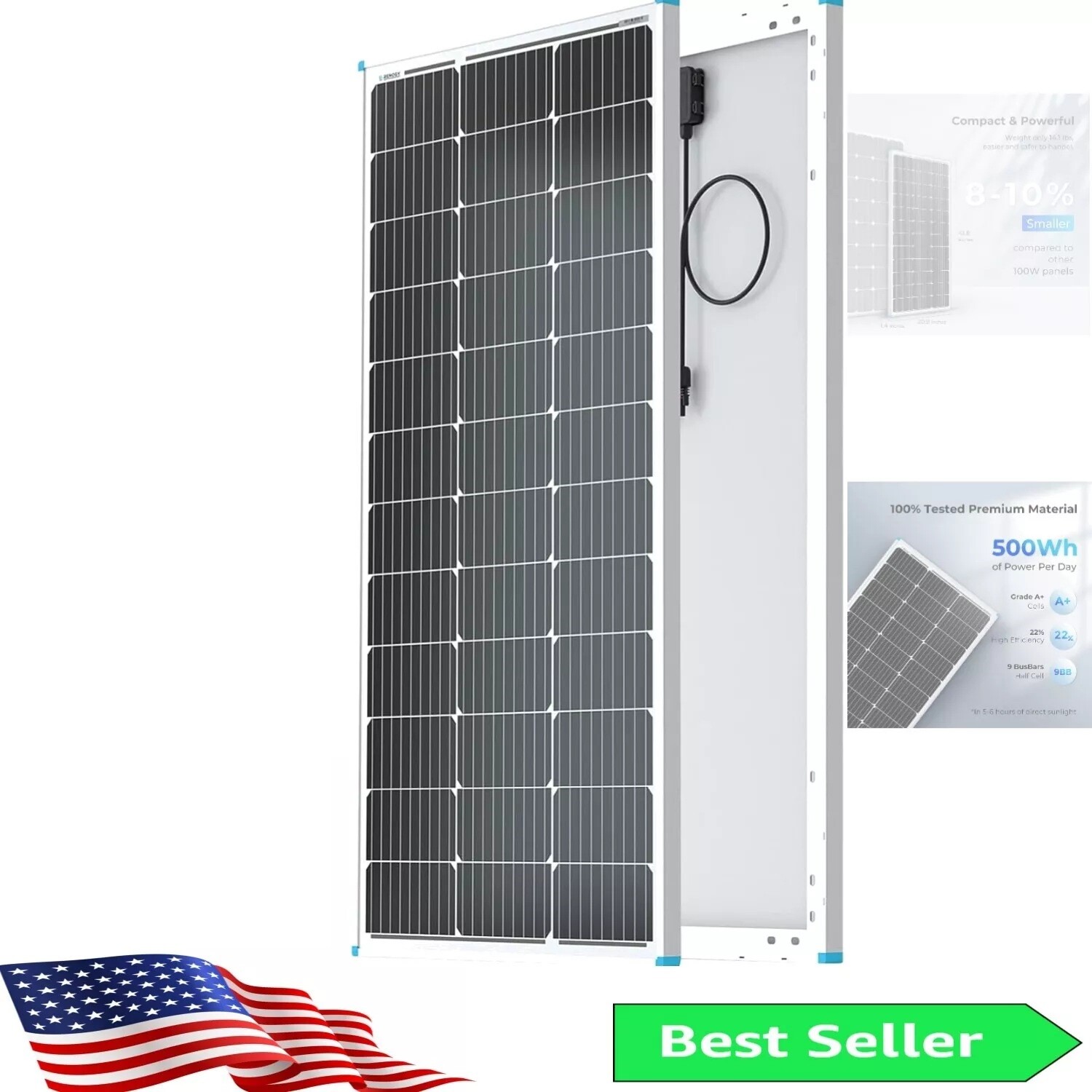 PFCTART 200 Watt 18 Volt Monocrystalline Solar Panel Compact Design US