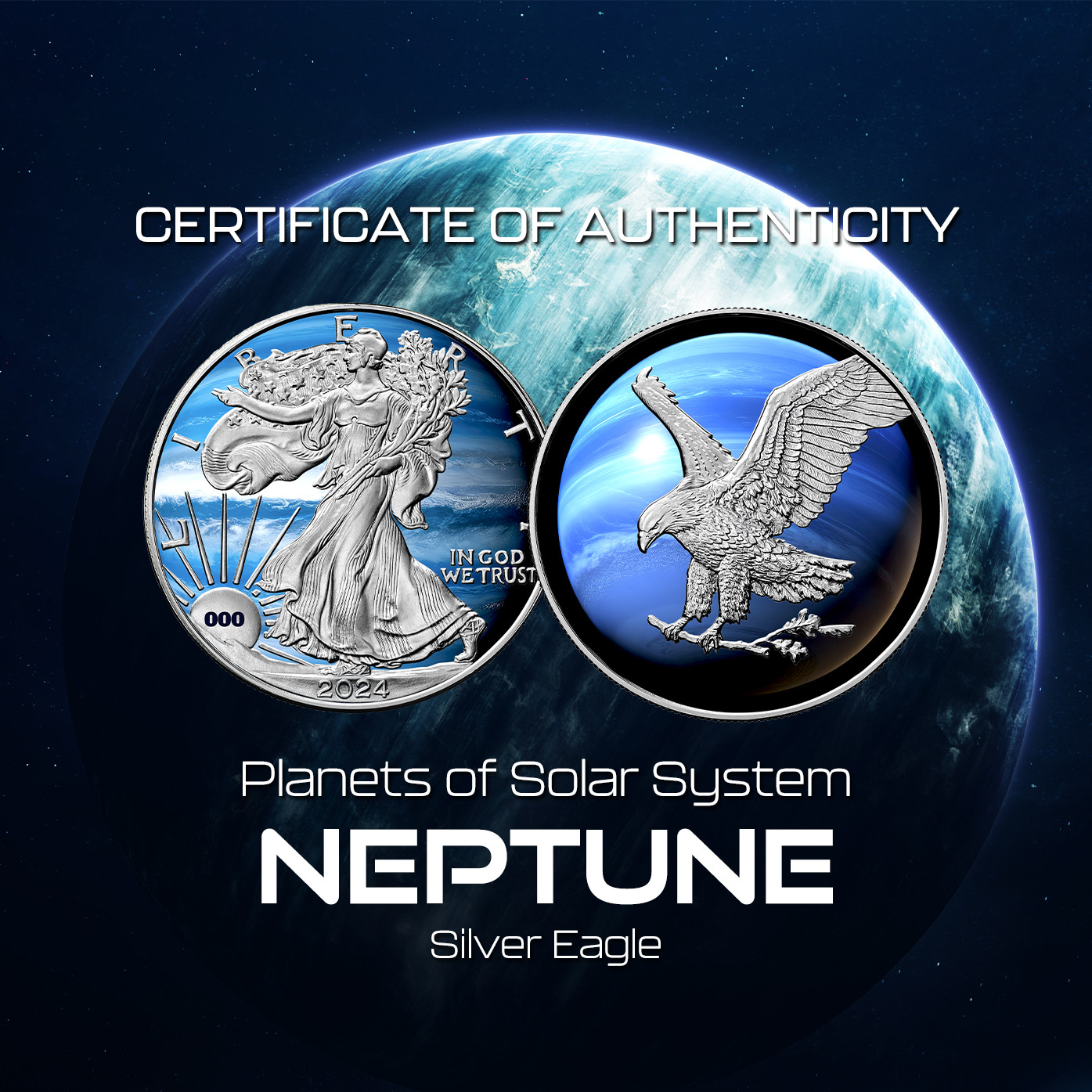 2024 American Eagle Solar System Series Neptune Edition 1 oz Silver Coin