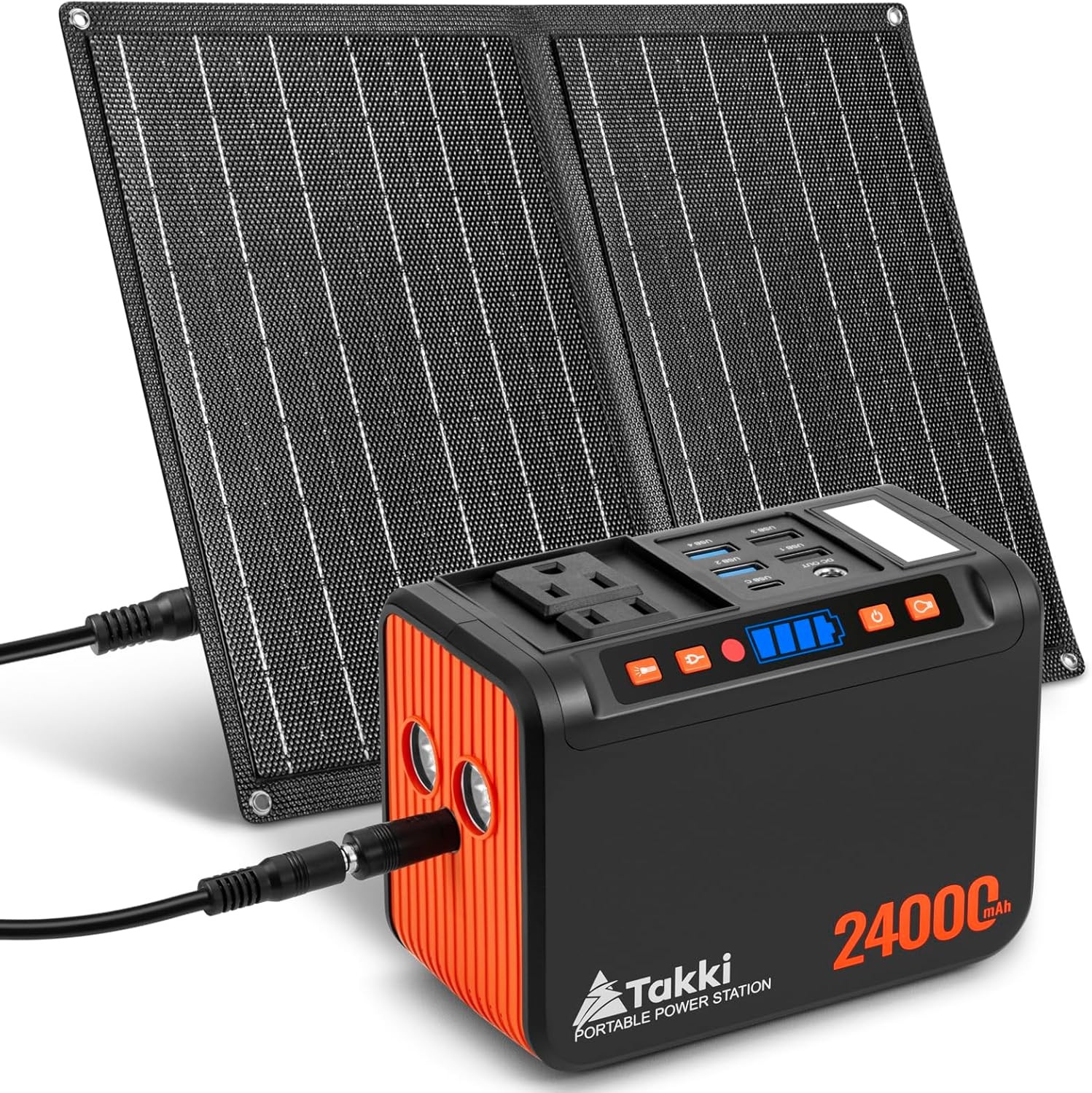 Takki 120W Peak Solar Generator Portable Power Station with 21W Panels, 88Wh Sol