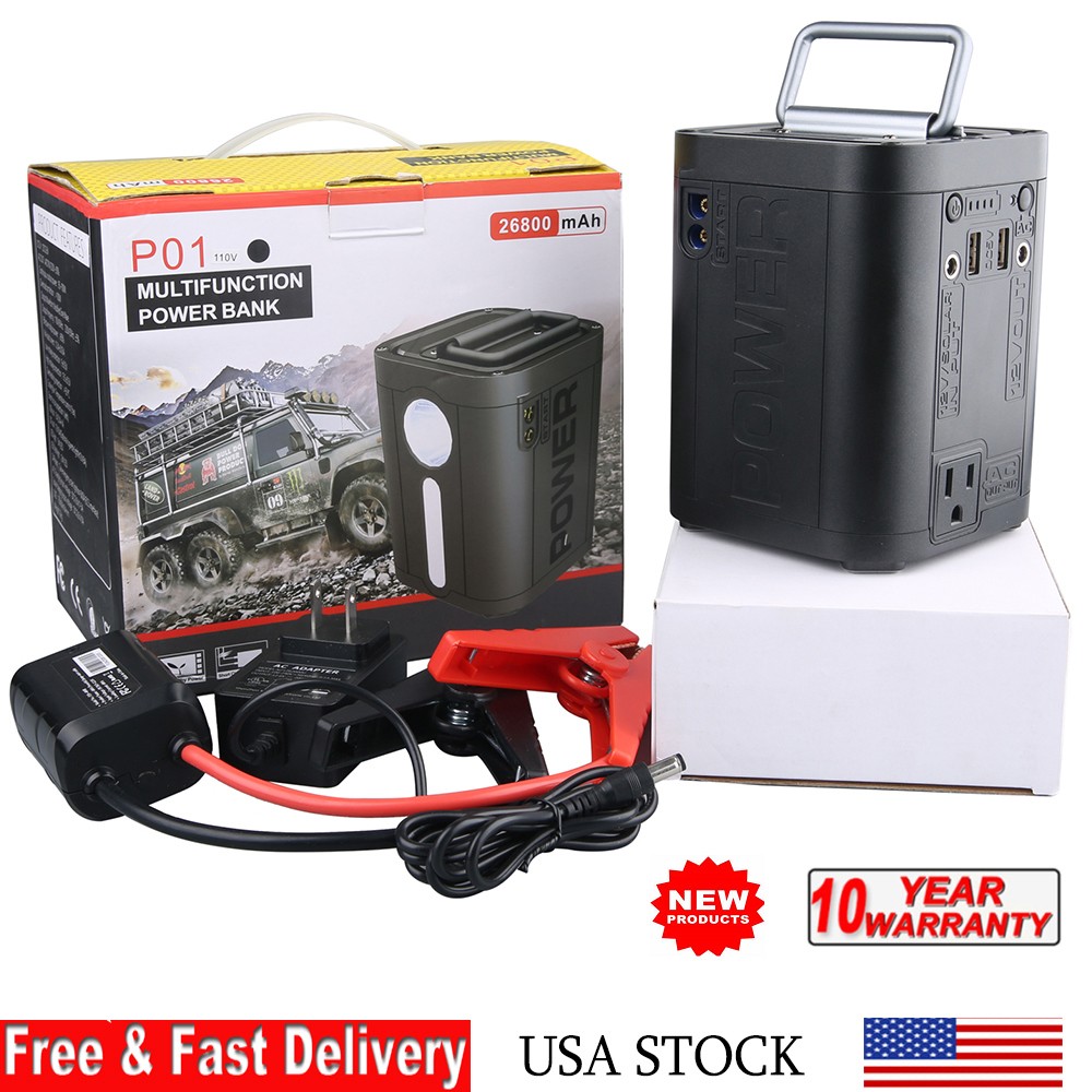 Portable Power Station 26800mAh Solar Generator Backup Lithium Battery 110V NEW