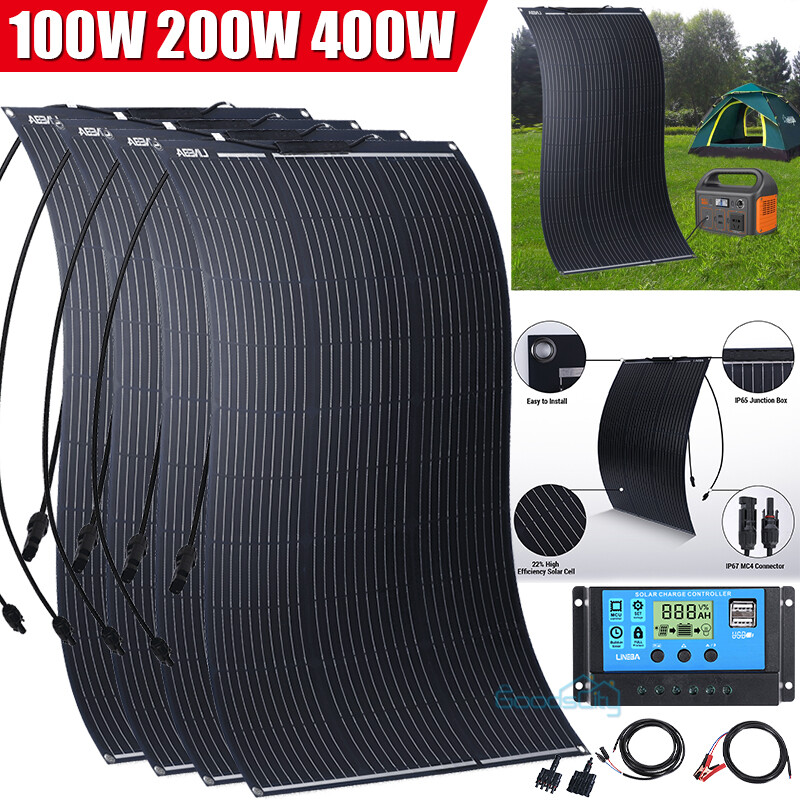 200W 400 Watt Flexible Solar Panel Kit 12V Mono Home RV Rooftop Camping Off-Grid