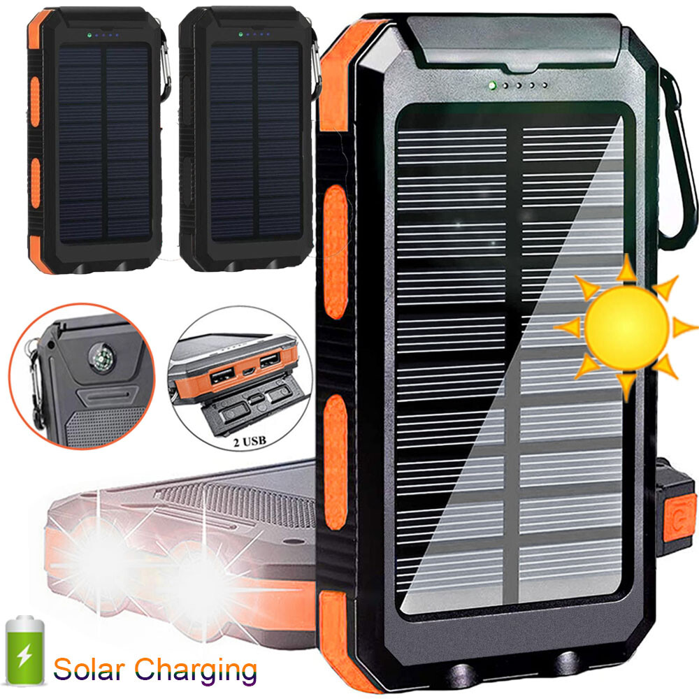Solar Charger Power Bank Portable Usb 900000mah Battery External Waterproof 2023