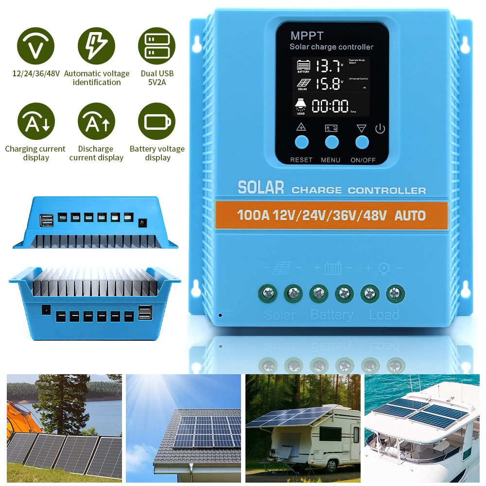 4800W 100A MPPT Solar Charge Controller Battery Regulator Charger 12/24/36/48V