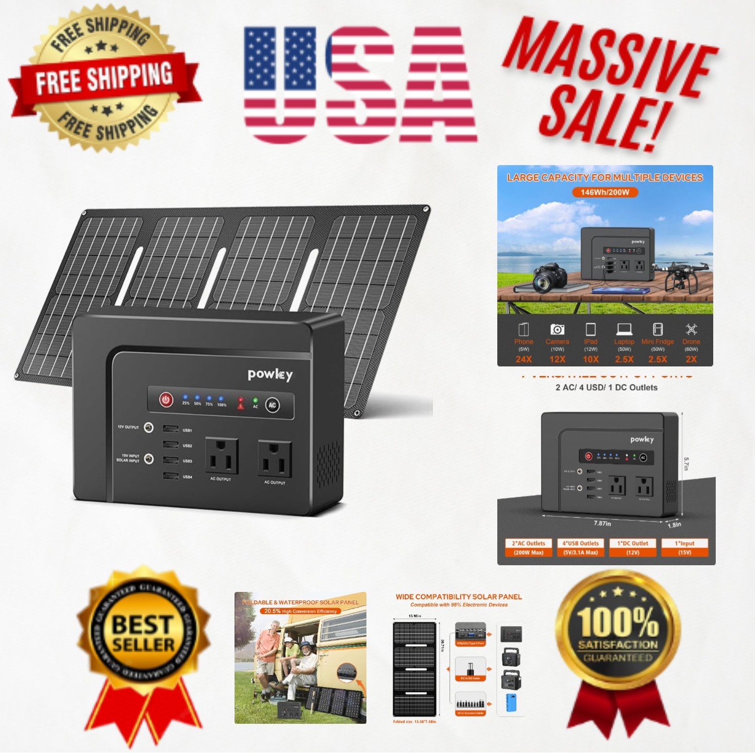 Portable Solar Generator Battery Backup 200W with 40W Panel – Safe & Efficient