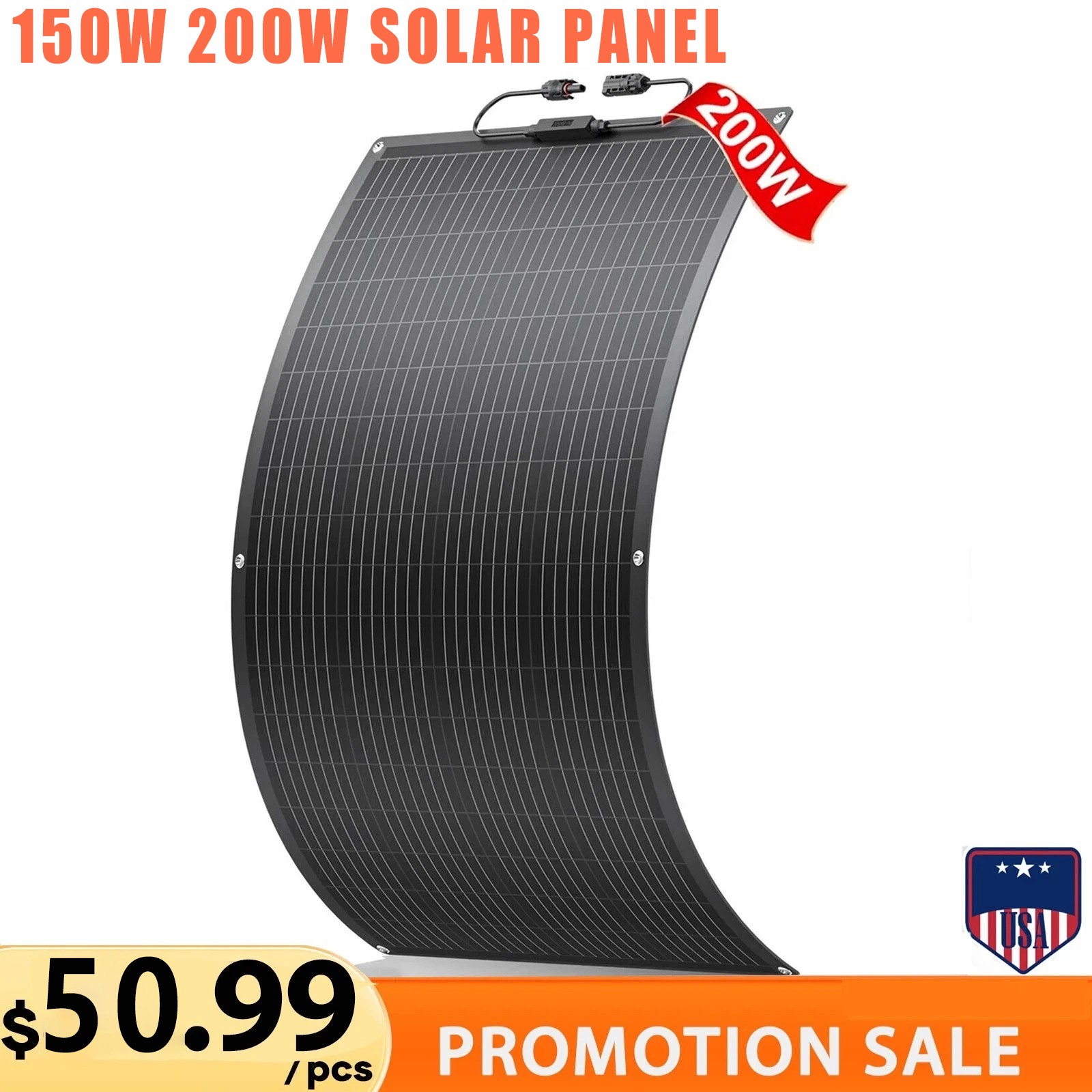 200W 150W 12V Flexible Solar Panel Mono Power Camping Home RV Battery Charge