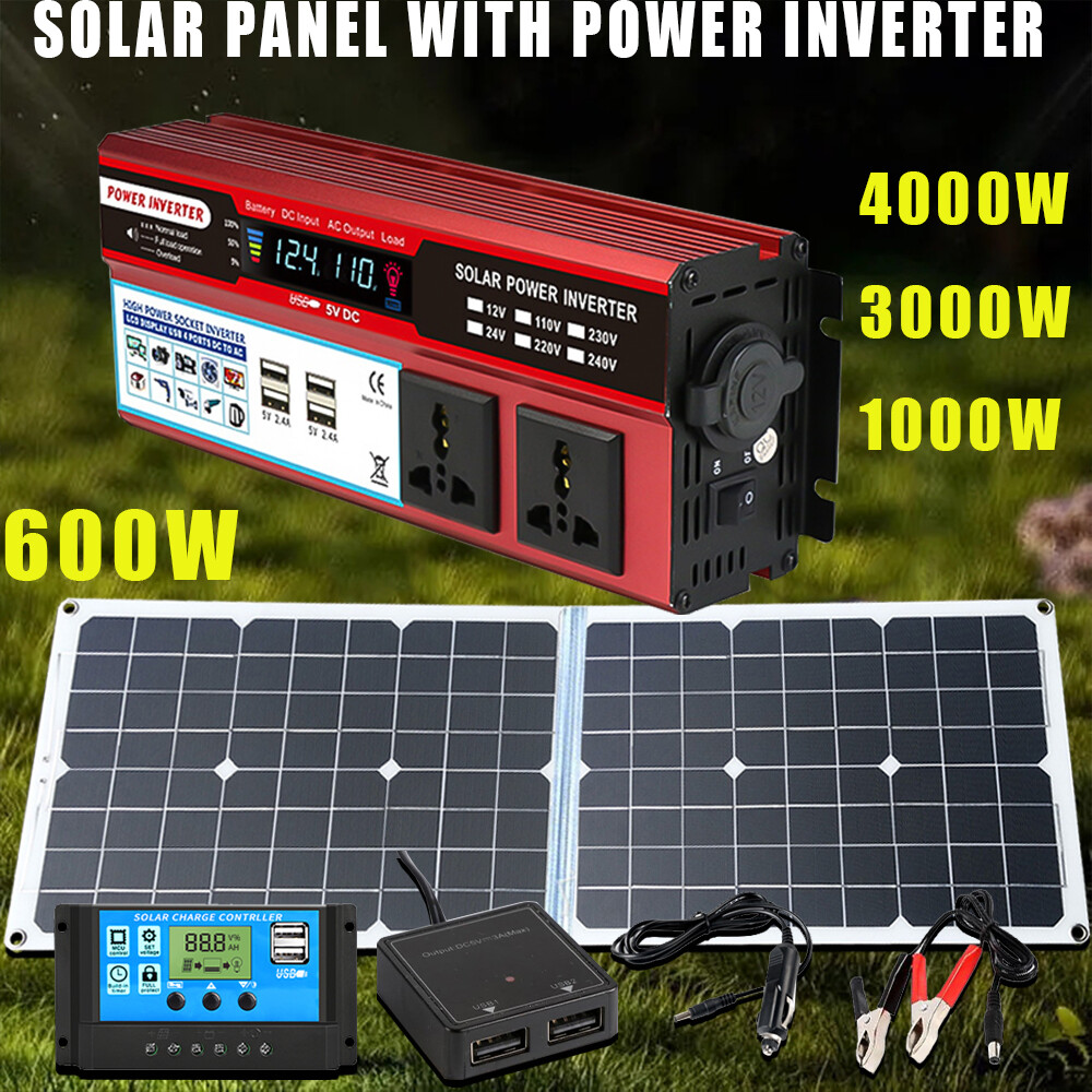4000W Full Complete Solar Panel + Power Generator Home RV Off-Grid Solar Kit