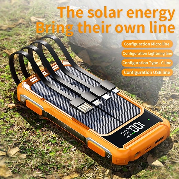 9000000mAh Portable Charger Solar Power Bank Battery Pack with cable for iPhone