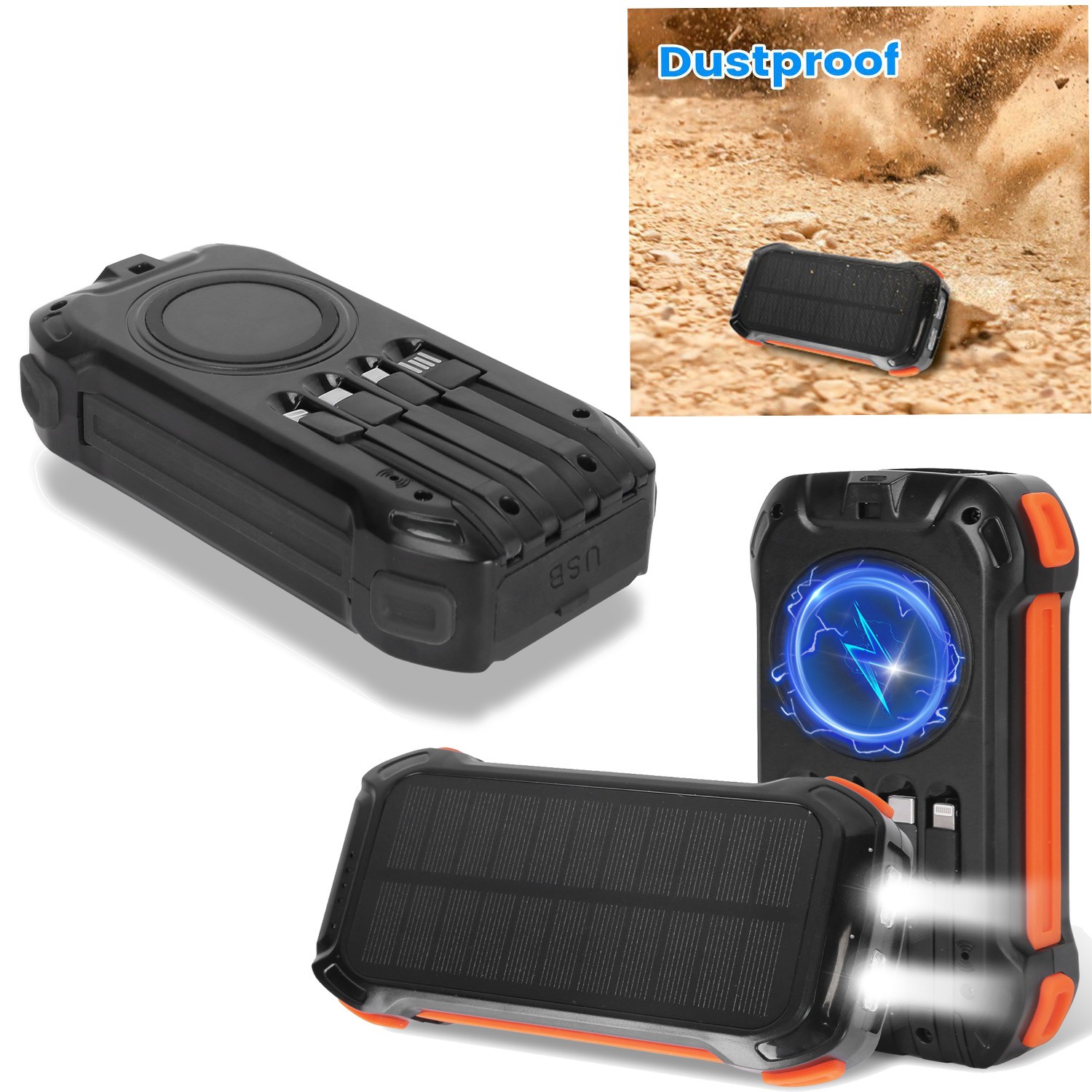 Solar Charger Power Bank 49800mAh Wireless Phone Charger for Camping Hiking