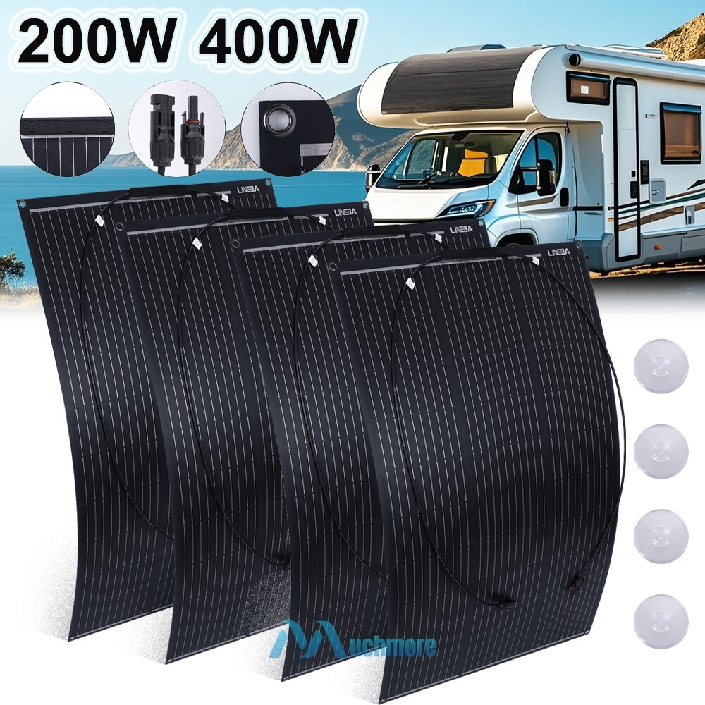100W 200W 400W Watt Flexible Mono Solar Panel 12V Portable RV Home Boat Camping