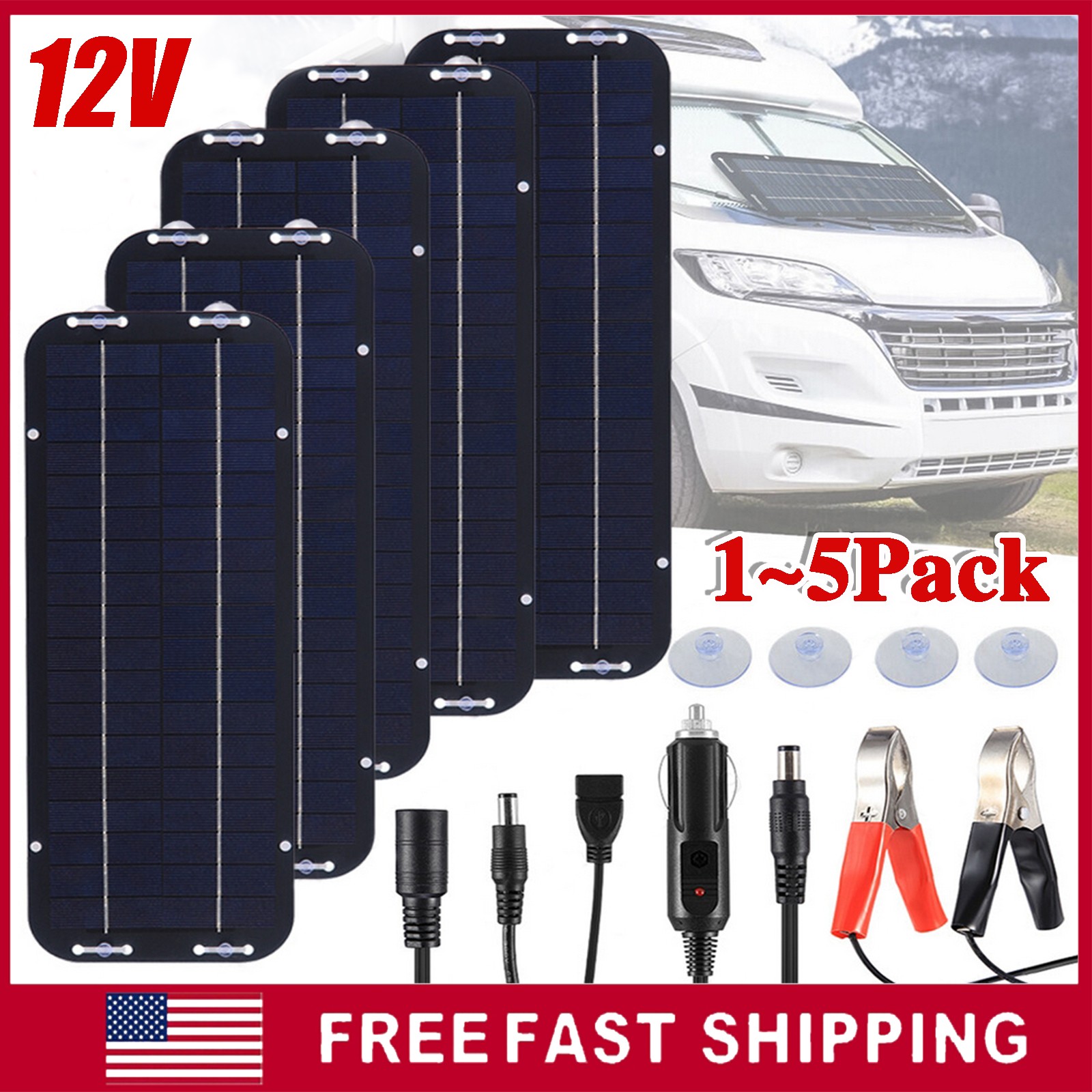 30W Solar Panel Kit 12 Volt Trickle Charger Battery Charger Maintenance Boat Car