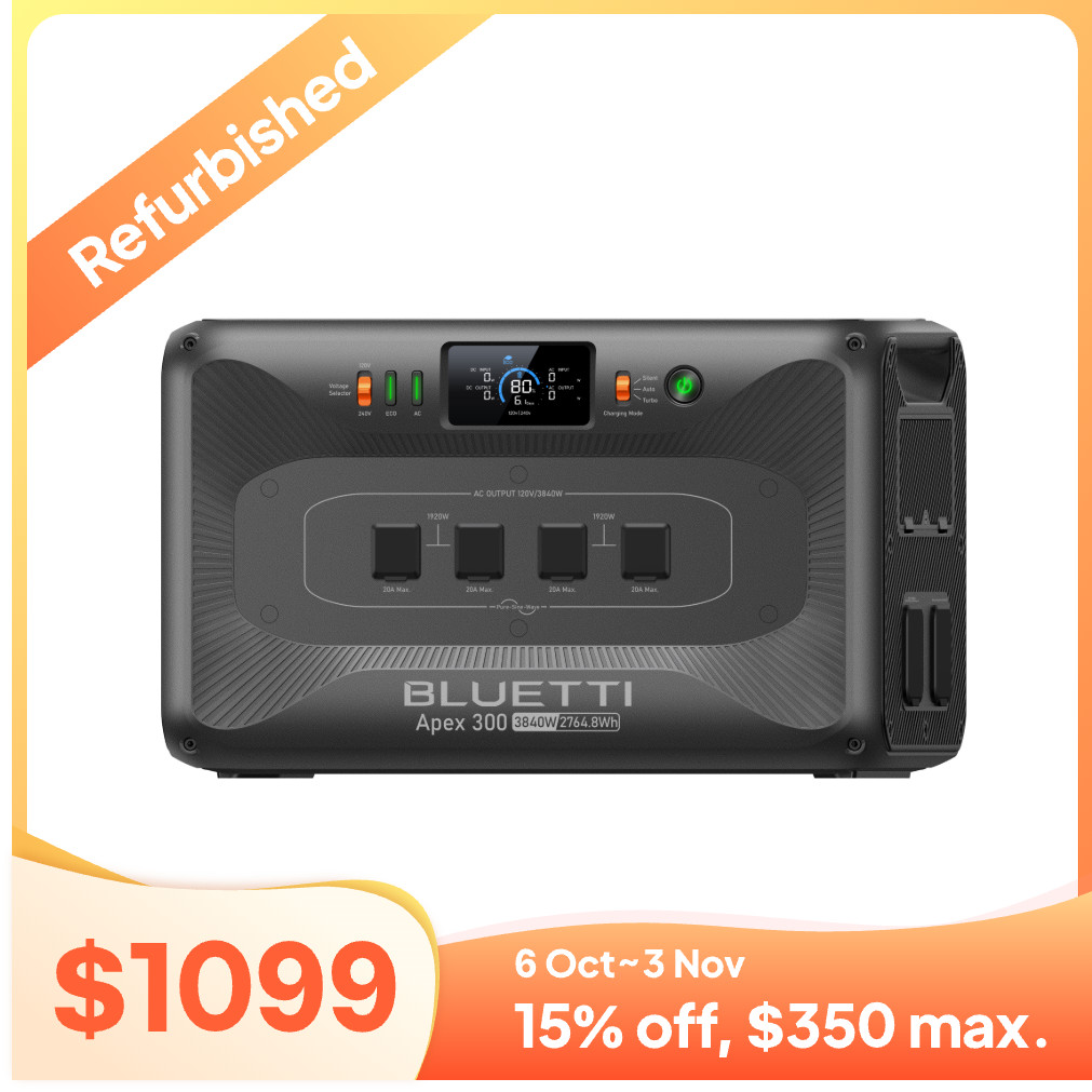 BLUETTI Apex 300 2764Wh Portable Power Station Expandable Generator for Off-grid